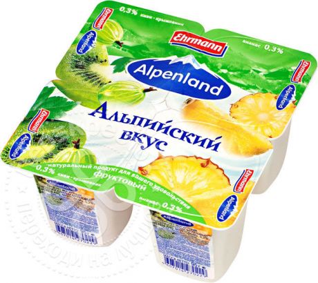 Продукт йогуртный Alpenland Ананас-киви крыжовник 0.3% 95г