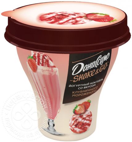 Коктейль йогуртный Даниссимо Shake&Go Клубничное Мороженое 5.2% 260г