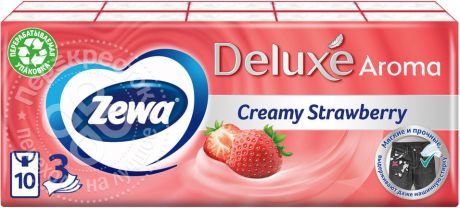 Носовые платки Zewa Deluxe Creamy Strawberry 10*10шт