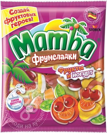 Мармелад Mamba жевательный Фрукты и йогурт фрумеладки 72г