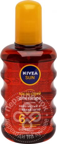 Масло-спрей для загара Nivea Sun SPF6 Золотистый и стойкий загар 200мл