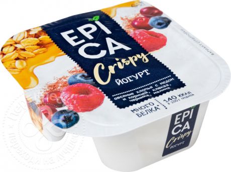 Йогурт Epica Crispy Натуральный 6% + Смесь из мюсли и сушеных ягод 140г