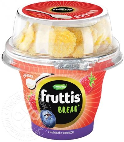 Продукт йогуртный Fruttis Вкусный перерыв Малина-черника с топпером 2.5% 175г