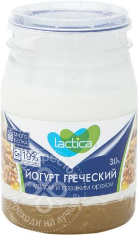 Йогурт Lactica Греческий с медом и грецким орехом 3% 190г