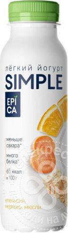 Йогурт питьевой Epica Simpe Апельсин-морковь-мюсли 1.2% 290г