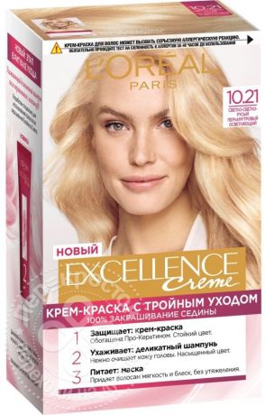 Крем-краска для волос Loreal Paris Excellence creme 10.21 Светло-светло-русый перламутровый