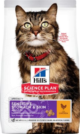 Сухой корм для кошек Hills Science Plan при чувствительном пищеварении с курицей 7кг