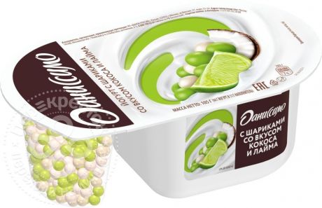 Йогурт Даниссимо Фантазия с хрустящими шариками со вкусом лайма и кокоса 6.9% 105г