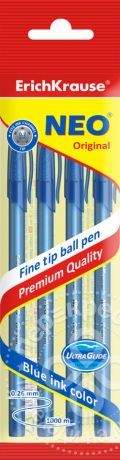 Ручка Erich Krause Neo Original шариковая синяя 0.7мм 4шт