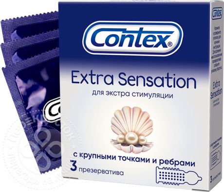 Презервативы Contex Extra Sensation с крупными точками и ребрами 3шт