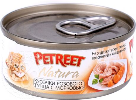 Корм для кошек Petreet Кусочки розового тунца с морковью 70г