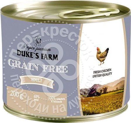 Корм для собак Dukes Farm Grain free Курица клюква шпинат 200г