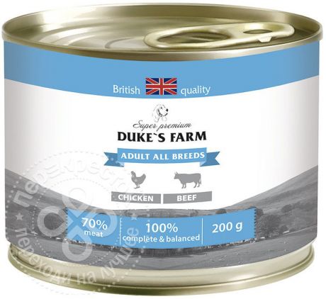 Корм для собак Dukes Farm Курица и говяжьи потрошка 200г