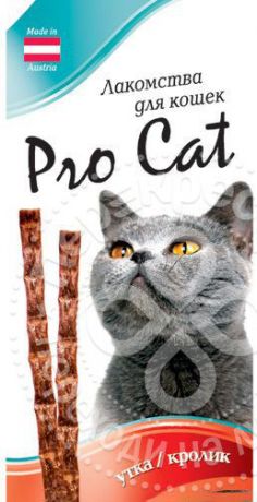Лакомство для кошек Pro Cat Лакомые палочки Утка кролик 13.5см 15г