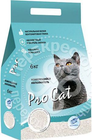 Наполнитель для кошачьего туалета Pro Cat Regular комкующийся из экстра белой глины 6кг