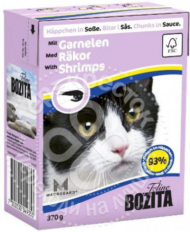 Корм для кошек Bozita Кусочки в соусе с креветками 370г