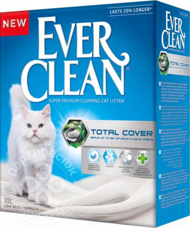 Наполнитель для кошачьего туалета Ever Clean Total Cover комкующийся 10л