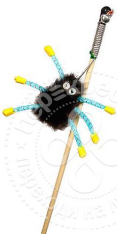 Игрушка для кошек Gosi Дразнилка Норковый паук на веревке на картоне с еврослотом