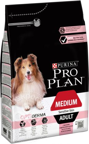 Сухой корм для собак Pro Plan Optiderma Medium Adult Sensitive с лососем и рисом 3кг