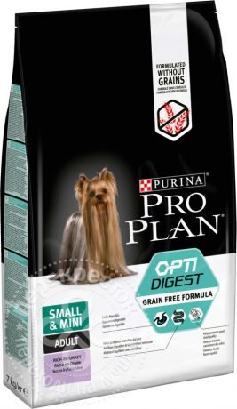 Сухой корм для собак Pro Plan Optidigest Small&Mini Adult Grain Free Formula с индейкой 7кг