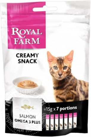 Лакомство для котят Royal Farm Creamy Snack с лососем стики 7шт*15г