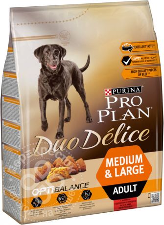 Сухой корм для собак Pro Plan Duo Delice Medium&Large Adult с говядиной 2.5кг