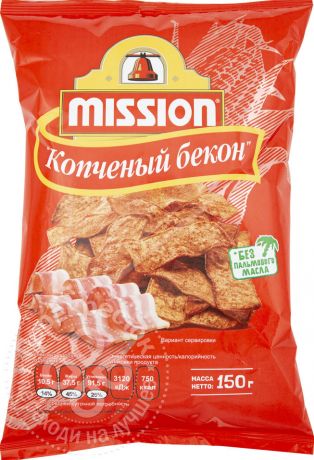 Чипсы кукурузные Mission со вкусом Бекона 150г