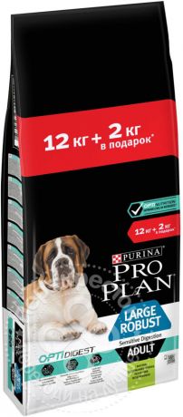 Сухой корм для собак Pro Plan Adult Large Robust Ягненок 12кг+2кг