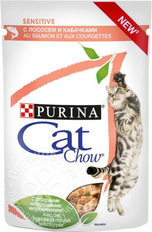 Корм для кошек Cat Chow Sensitive Лосось и Кабачок в соусе 85г