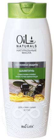 Шампунь для волос BiElita Oil Naturals Питание и защита с маслами Оливы и Косточек винограда 430мл