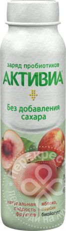 Биойогурт питьевой Активиа Яблоко Персик без сахара 2% 260г