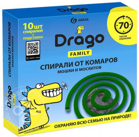 Спираль от комаров Drago Family 10шт + подставка