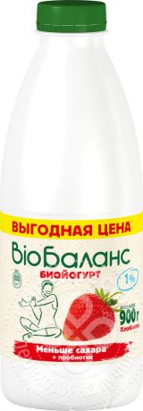 Биойогурт питьевой Bio Баланс Клубника 1% 900г