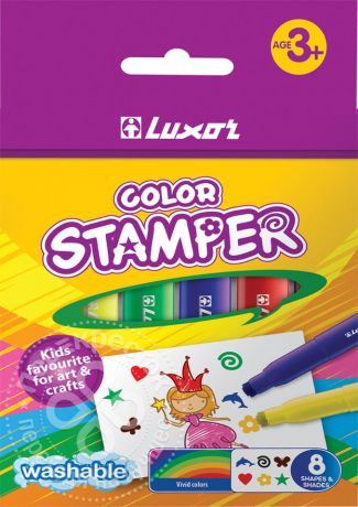 Фломастеры-штампы Luxor Color Stamper смываемые 8 цветов