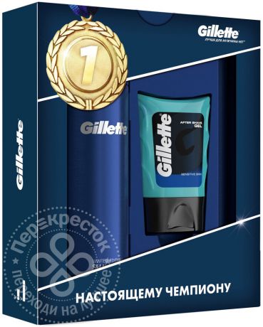 Подарочный набор Gillette Гель для бритья Fusion UltraSensitive 200мл и средство после бритья Sensitive 75мл