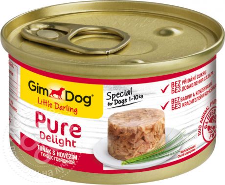 Корм для собак GimDog Pure Delight из тунца с говядиной 85г