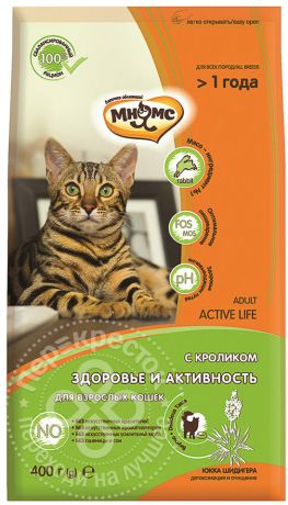 Сухой корм для кошек Мнямс Active Life Сухой с кроликом 400г