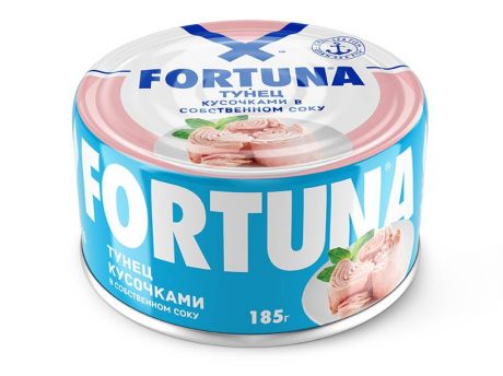 БЕЗ БРЭНДА Тунец кусочками в собственном соку Fortuna