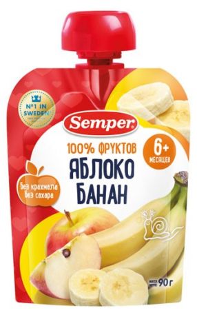 БЕЗ БРЭНДА Пюре Яблоко/банан Semper
