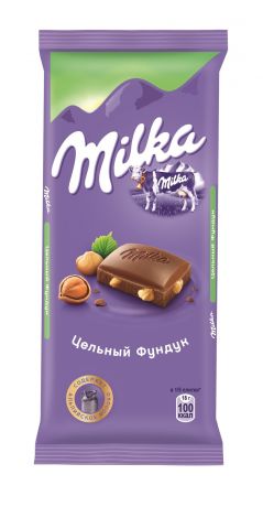 Милка Шоколад молочный с цельным фундуком Милка