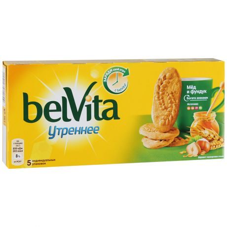 БелВита Печенье утреннее витаминное с фундуком/медом BelVita