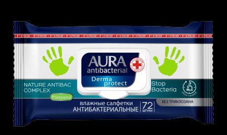Аура Салфетки влажные антибактериальные 72 шт AURA