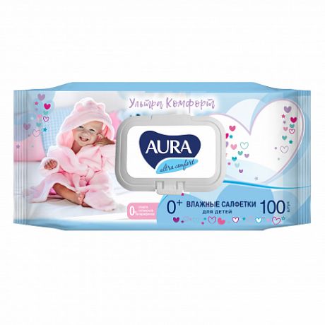 Аура Салфетки влажные ддя детей с экстрактом алоэ и витамином ЕUltra Comfort Aura