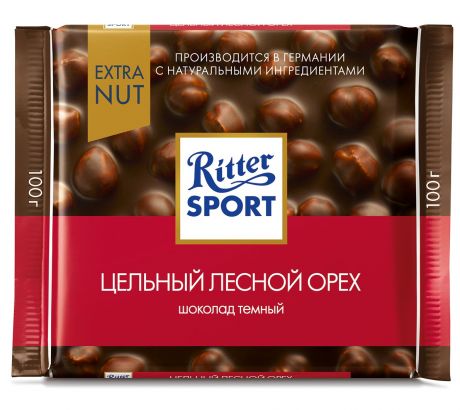 Риттер Спорт Шоколад горькийс цельным лесным орехом Extra Ritter Sport