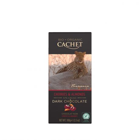 Cachet Шоколад темный органический 57% из Танзании вишня/миндаль Cachet