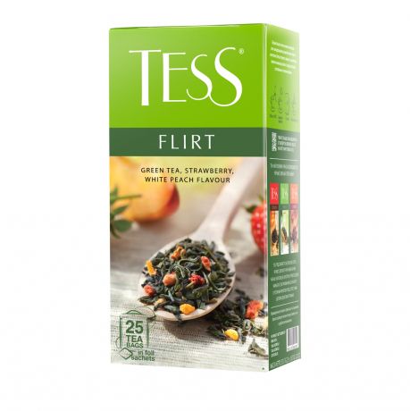 Тесс Чай зеленый Flirt клубника/белый персик 25 пакетиков Tess