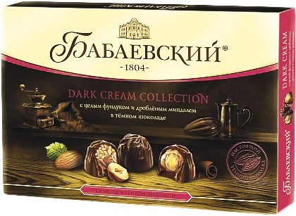 Вдохновение Набор конфет фундук и крем темного шоколада Dark cream Бабаевский