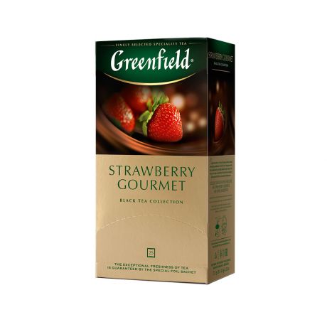 Гринфилд Чай черный с добавками Строуберри Гурмэ 25 пакетиков Greenfield