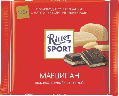 Риттер Спорт Шоколад горький с марципаном Ritter Sport