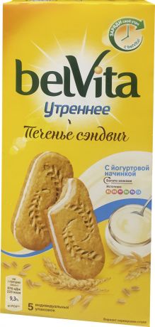 БЕЗ БРЭНДА Печенье сэндвич Утреннее с цельными злаками и йогуртовой начинцой Belvita